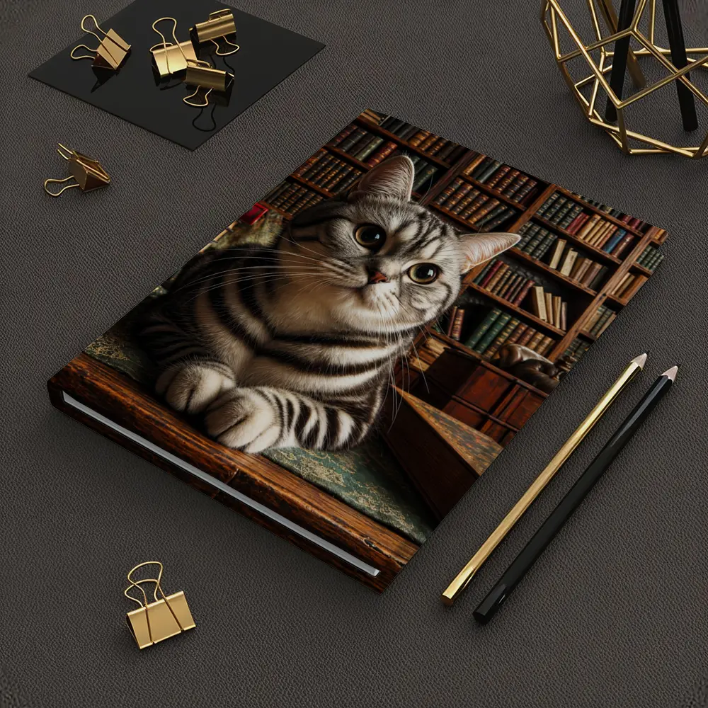 American Shorthair Cat in Classic Library – Notebooks