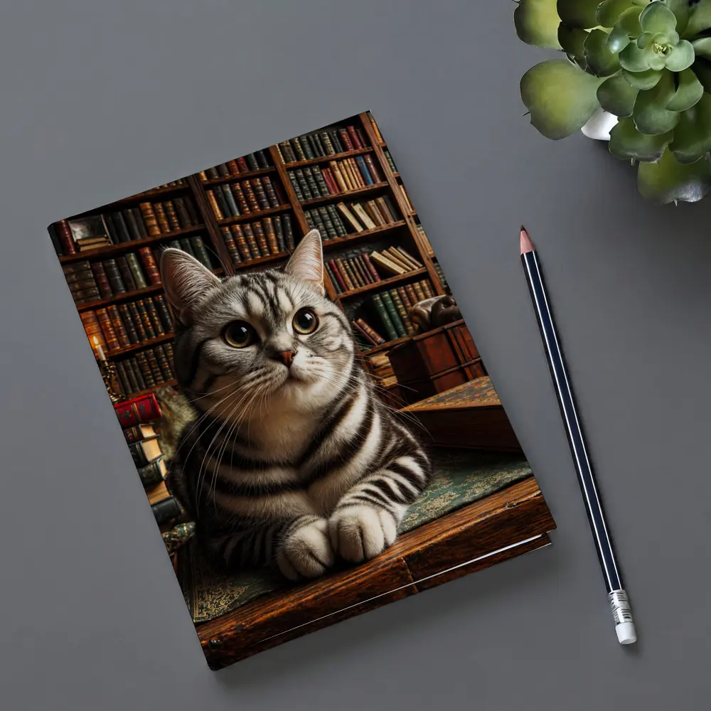 American Shorthair Cat in Classic Library – Notebooks