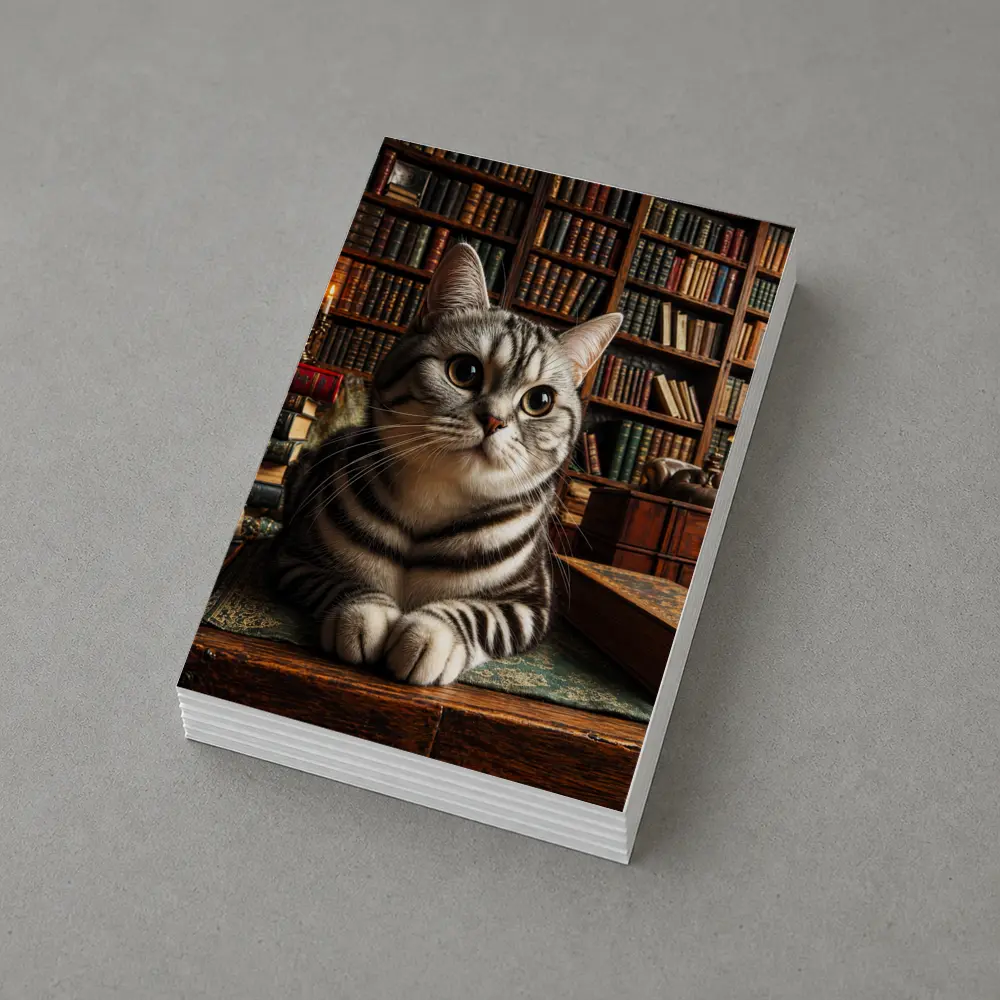 American Shorthair Cat in Classic Library – Postcards