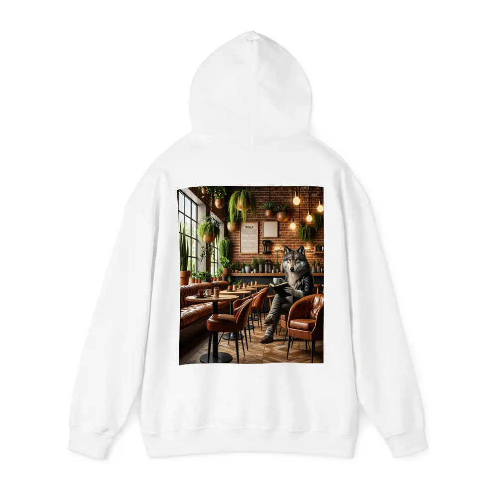 Wolf Reading Book in Cozy Cafe – Hoodies