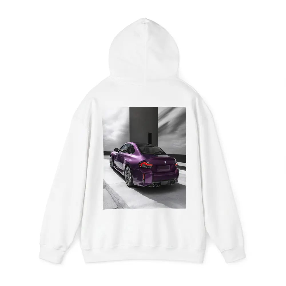 Purple BMW M2 Rear View Gray Background – Hoodies