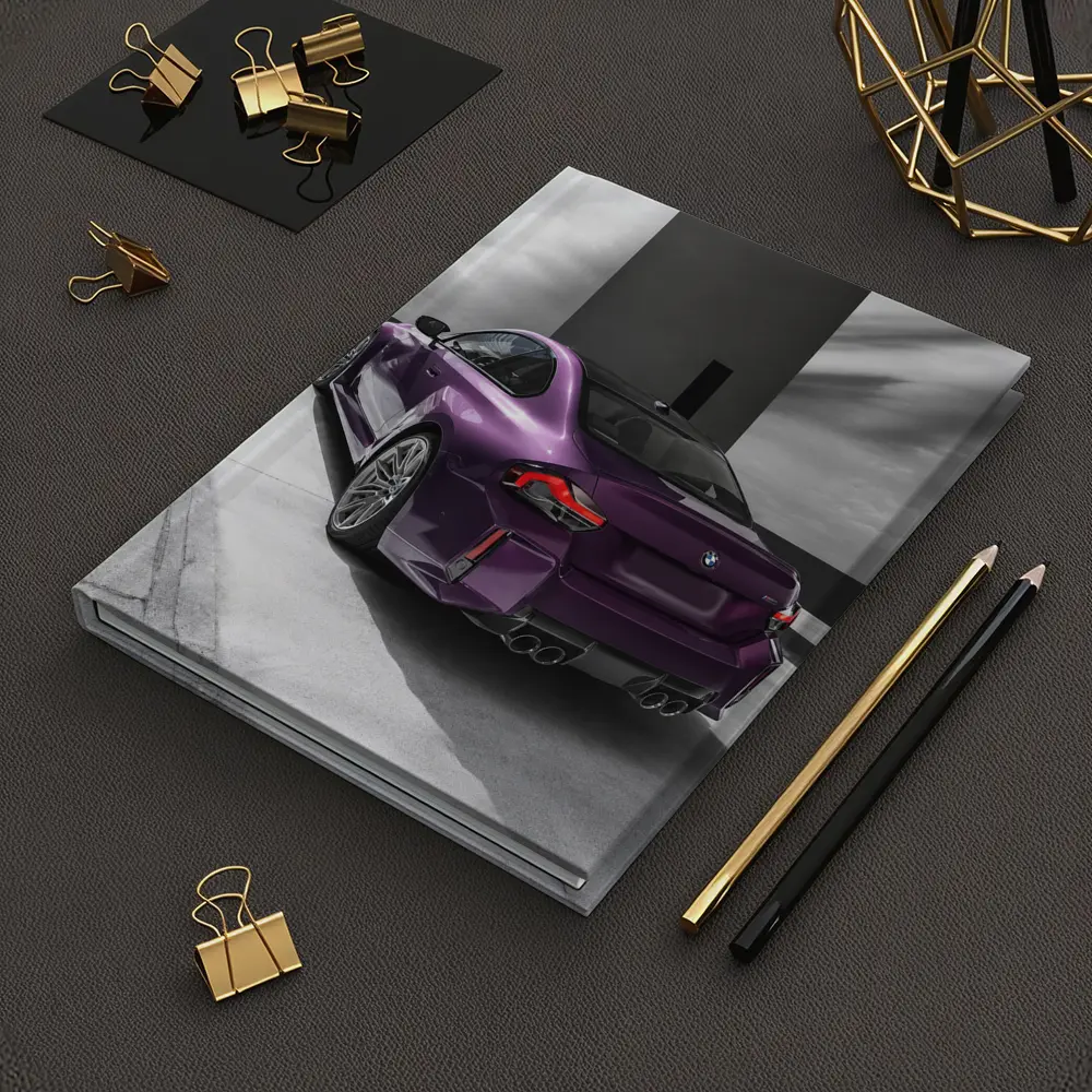 Purple BMW M2 Rear View Gray Background – Notebooks