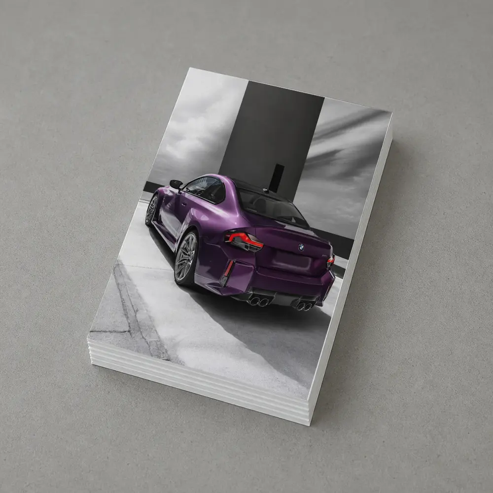 Purple BMW M2 Rear View Gray Background – Postcards