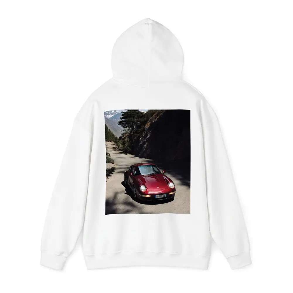 Red Porsche 911 On Alpine Mountain Road – Hoodies