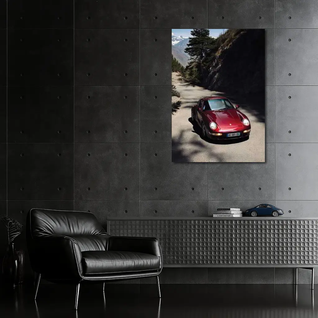 Red Porsche 911 On Alpine Mountain Road – Wall Art