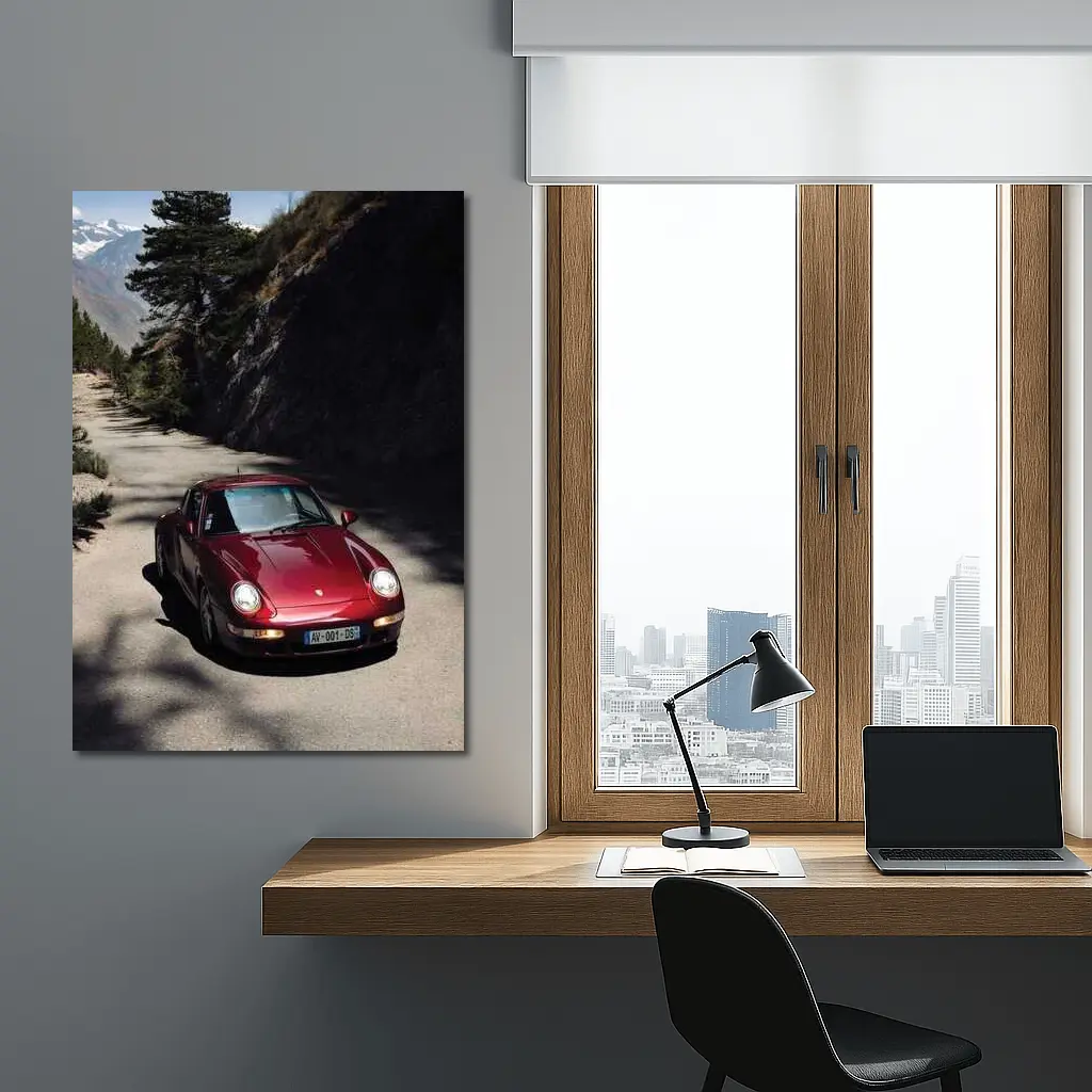 Red Porsche 911 On Alpine Mountain Road – Wall Art
