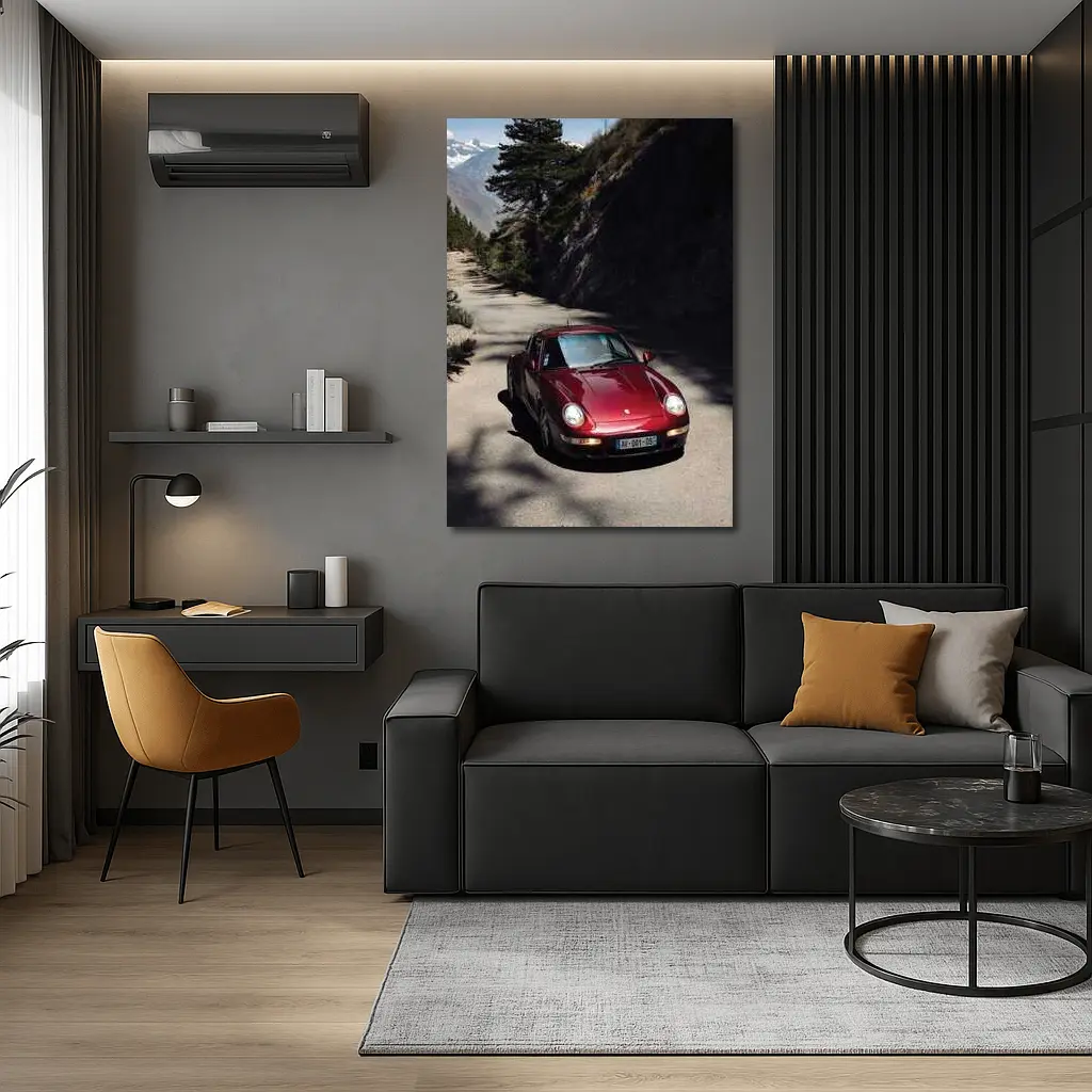 Red Porsche 911 On Alpine Mountain Road – Wall Art