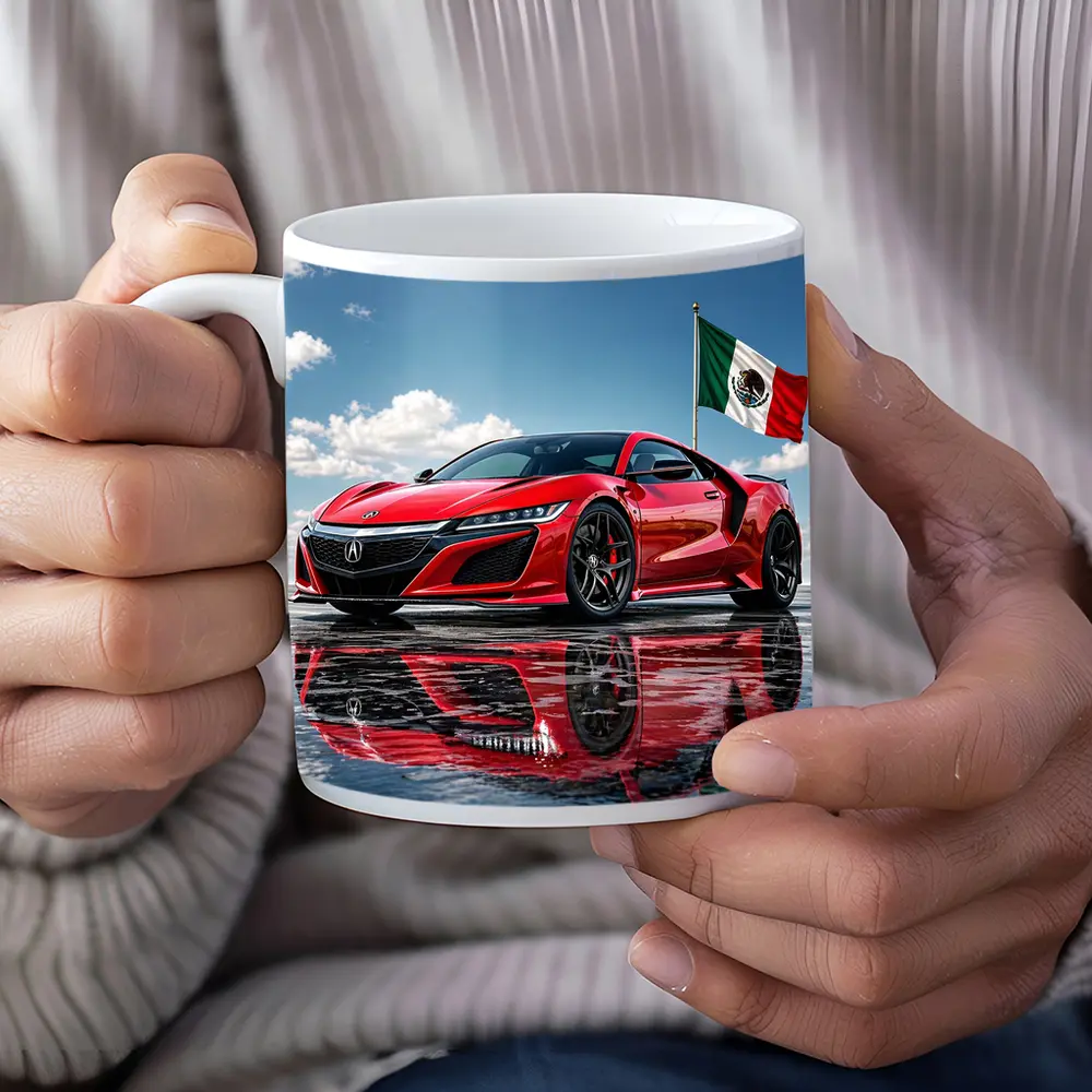 Red Acura NSX With Mexico Flag – Mugs