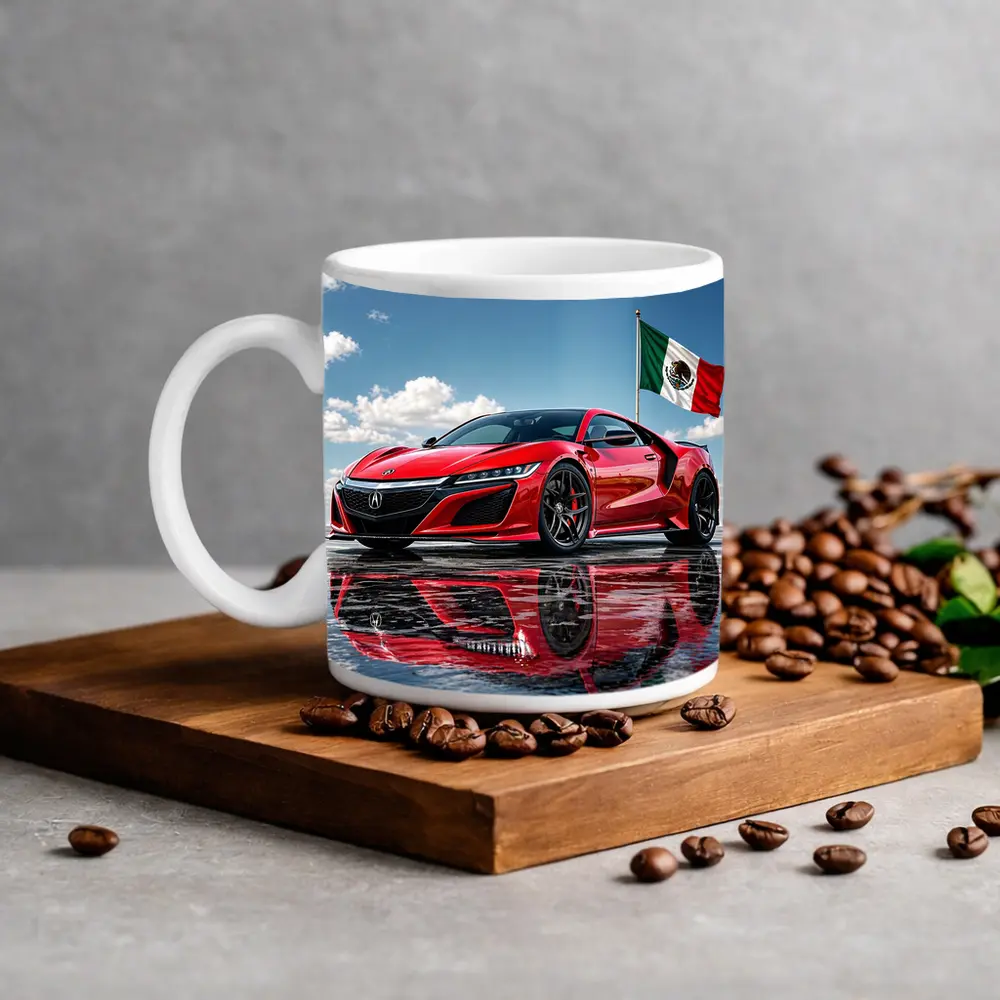 Red Acura NSX With Mexico Flag – Mugs