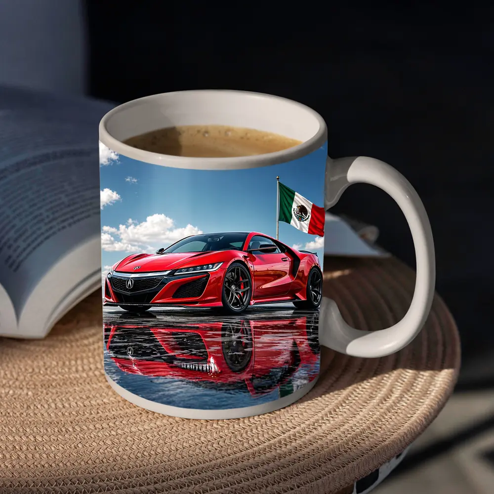 Red Acura NSX With Mexico Flag – Mugs