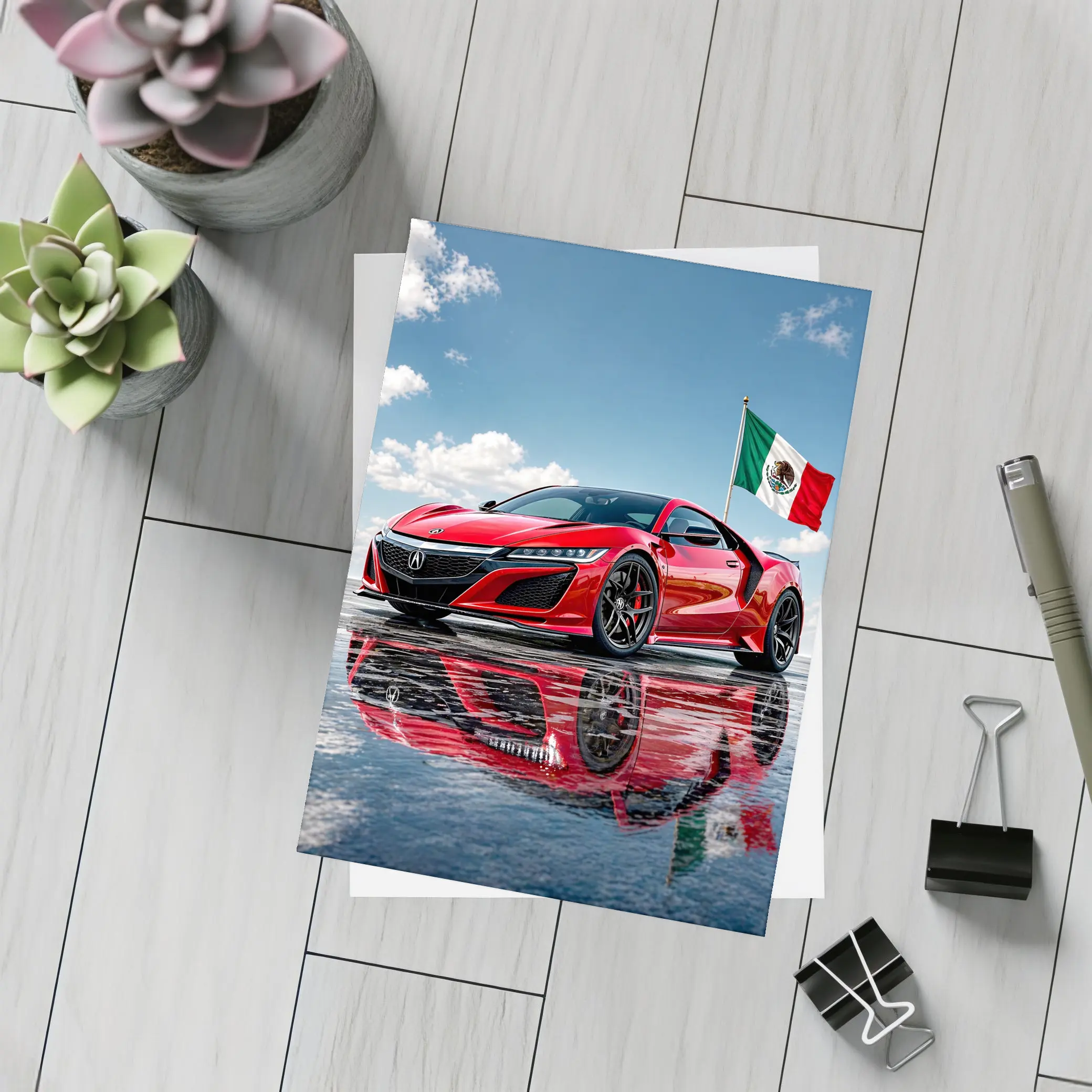 Red Acura NSX With Mexico Flag – Postcards