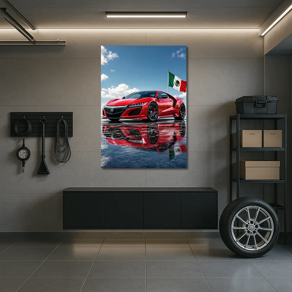 Red Acura NSX With Mexico Flag – Wall Art
