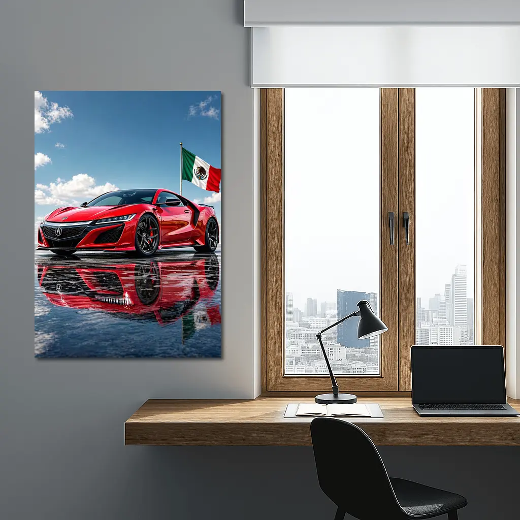 Red Acura NSX With Mexico Flag – Wall Art
