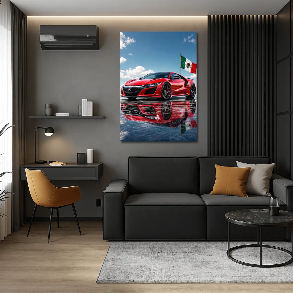 Red Acura NSX With Mexico Flag – Wall Art