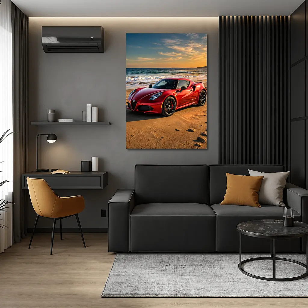 Alfa Romeo 4C Red Beach Sunset – Wall Art