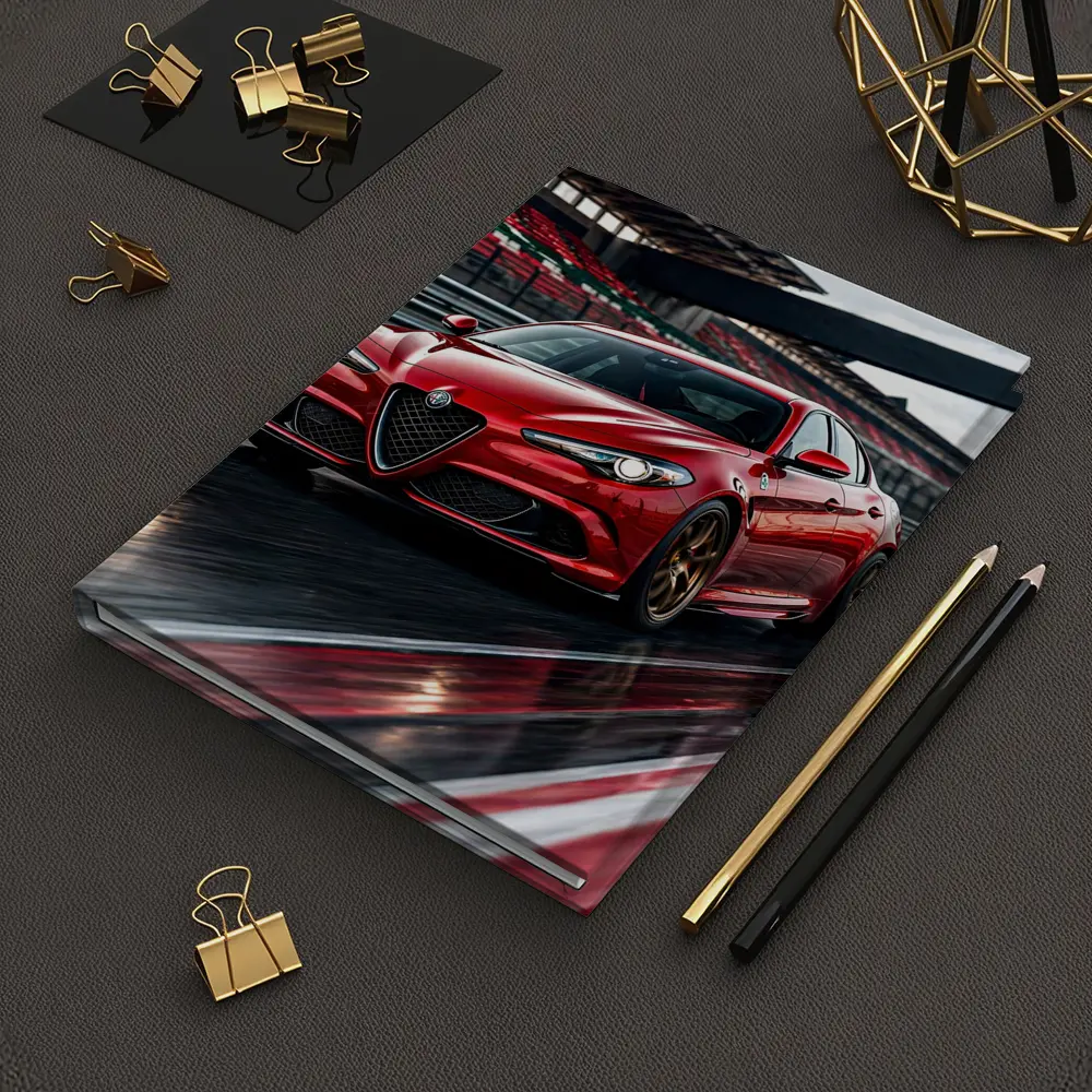 Alfa Romeo Giulia Red Racing Track Scene – Notebooks