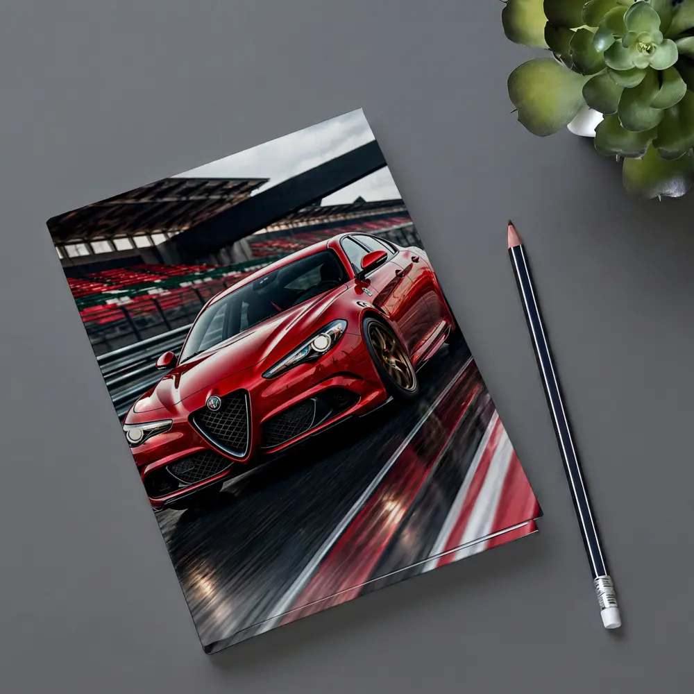 Alfa Romeo Giulia Red Racing Track Scene – Notebooks