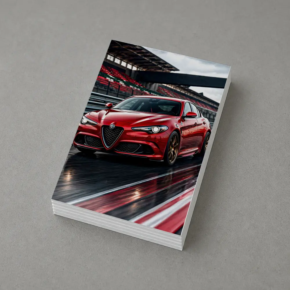 Alfa Romeo Giulia Red Racing Track Scene – Postcards