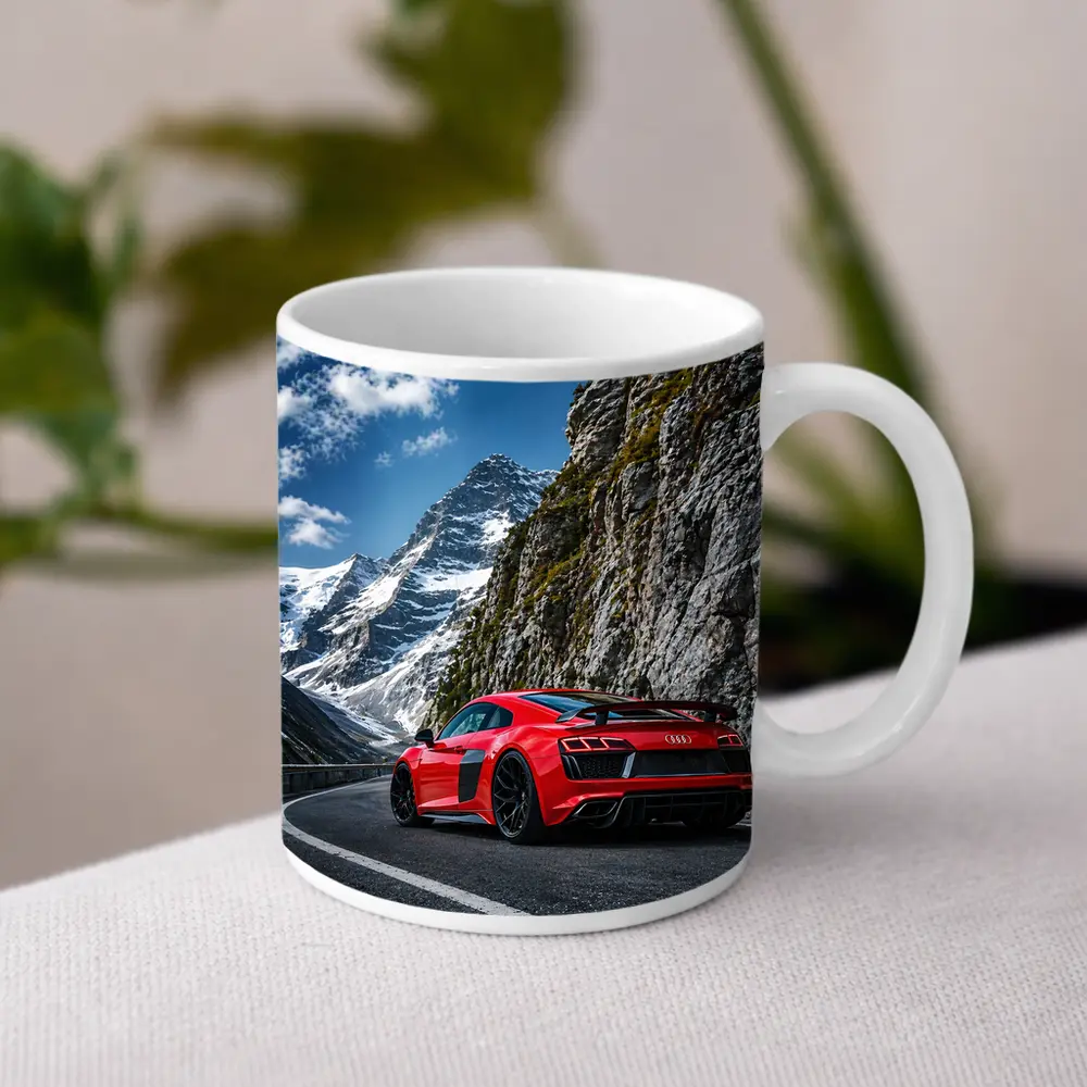 Red Audi R8 Mountain Alpine Road – Mugs