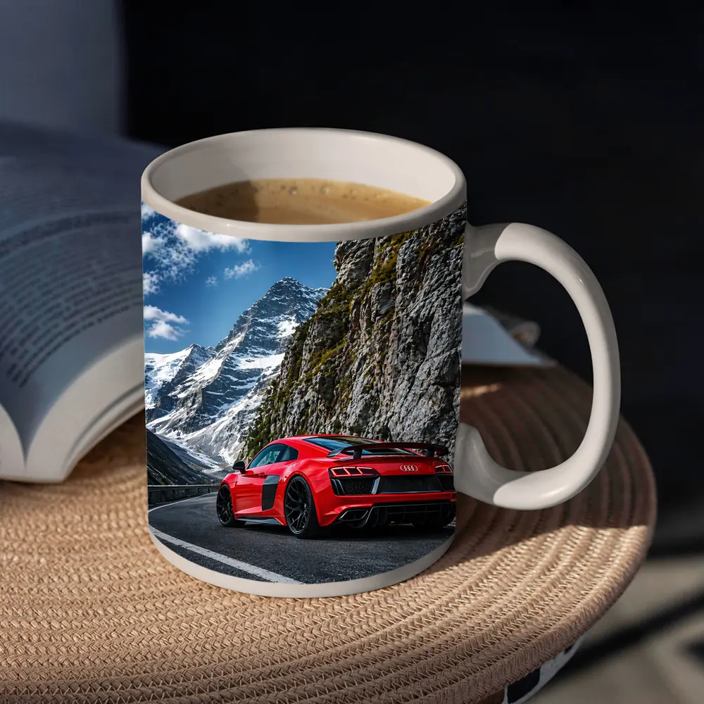 Red Audi R8 Mountain Alpine Road – Mugs