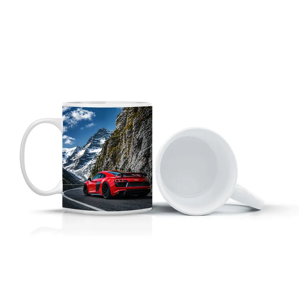 Red Audi R8 Mountain Alpine Road – Mugs