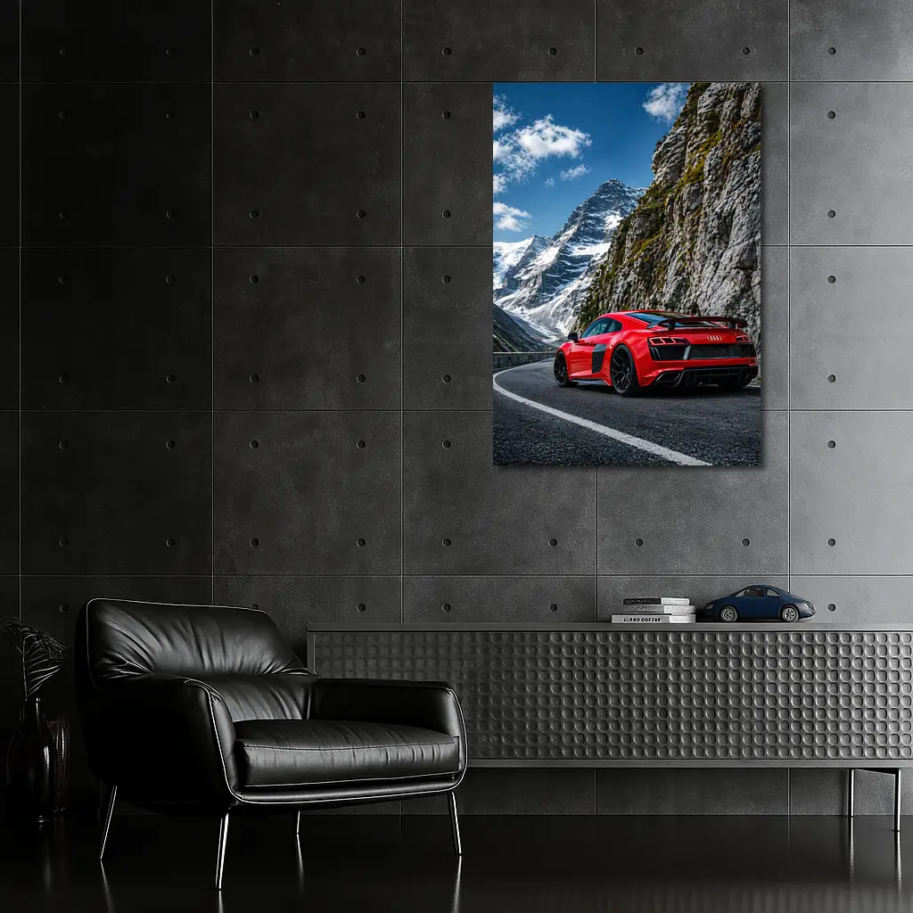 Red Audi R8 Mountain Alpine Road – Wall Art