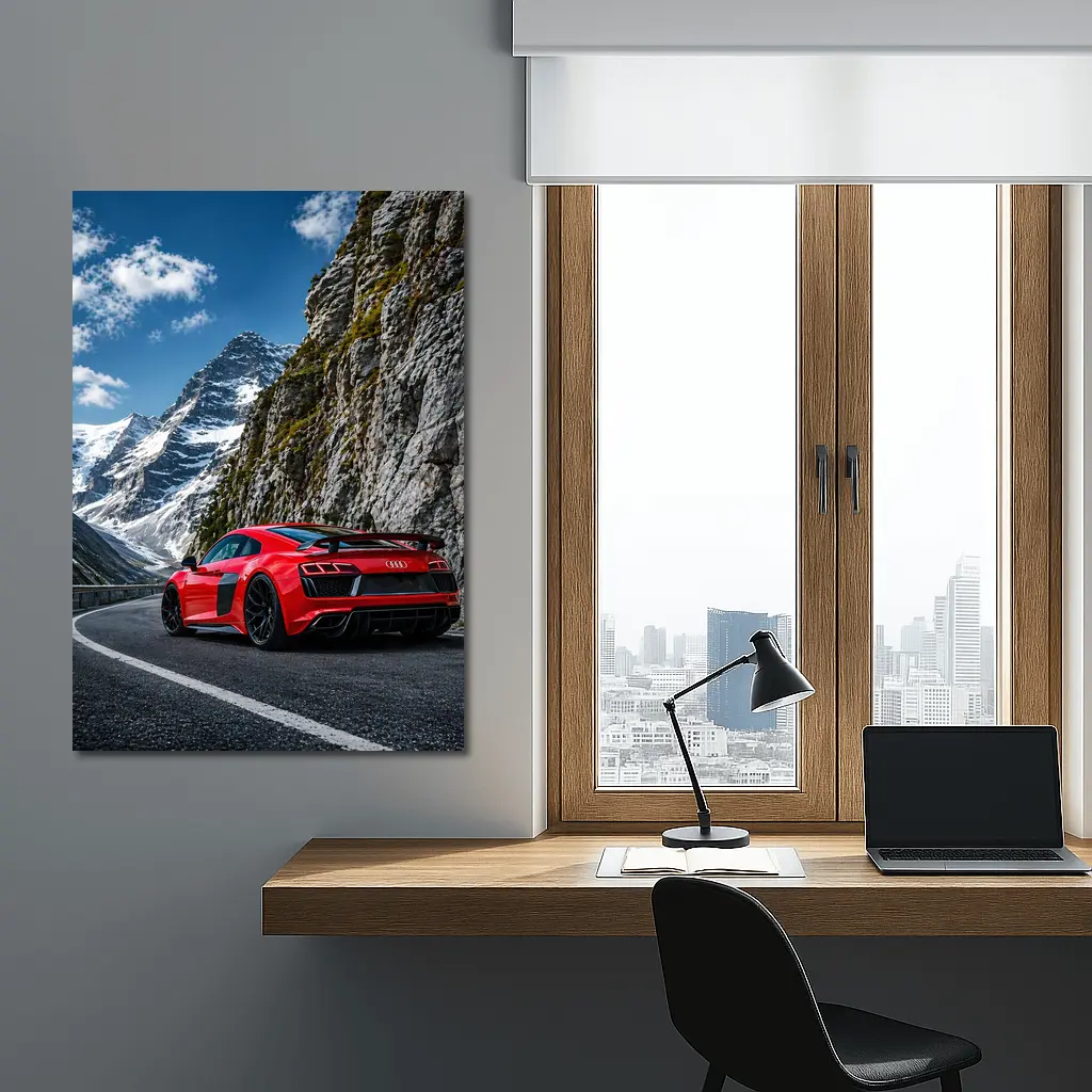 Red Audi R8 Mountain Alpine Road – Wall Art