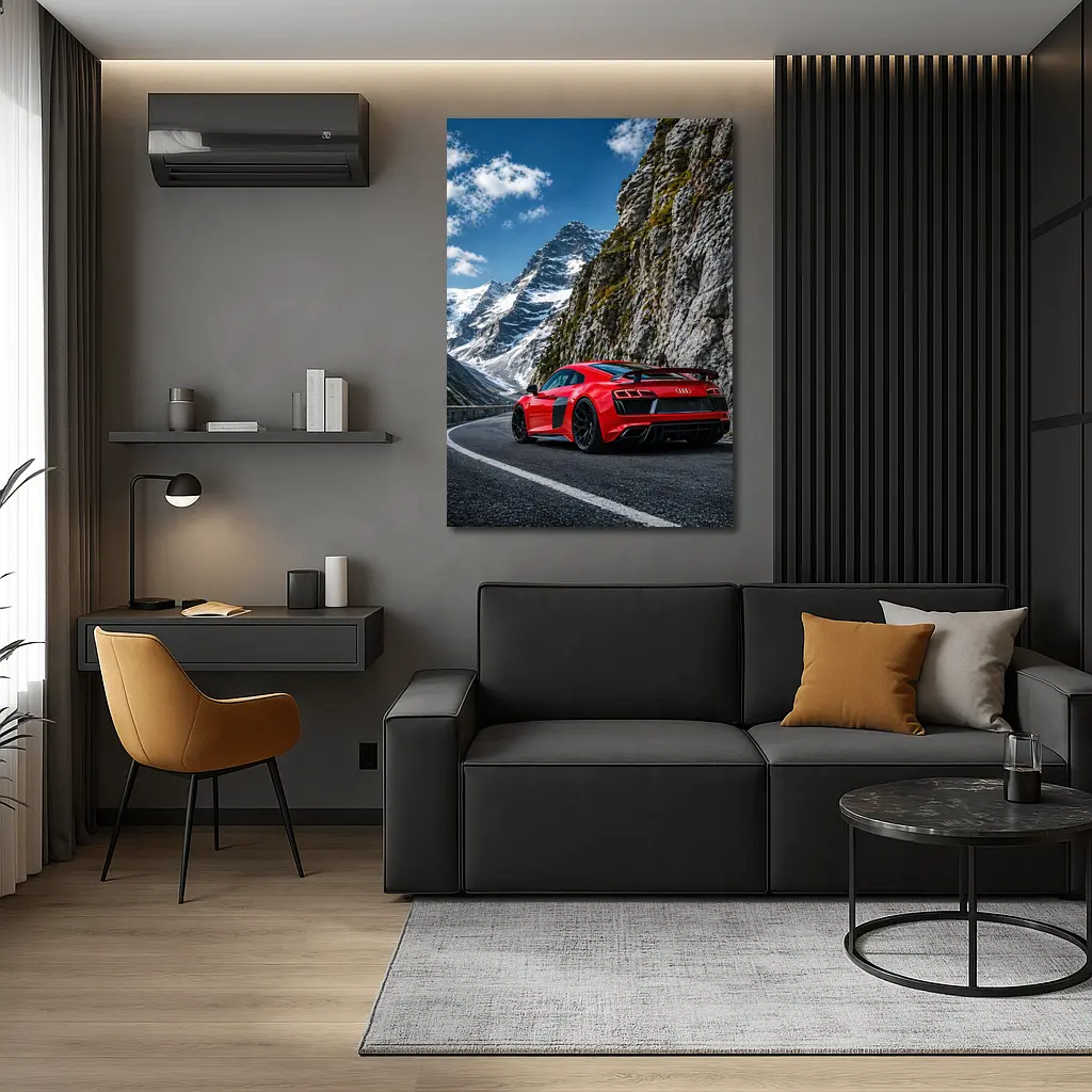 Red Audi R8 Mountain Alpine Road – Wall Art