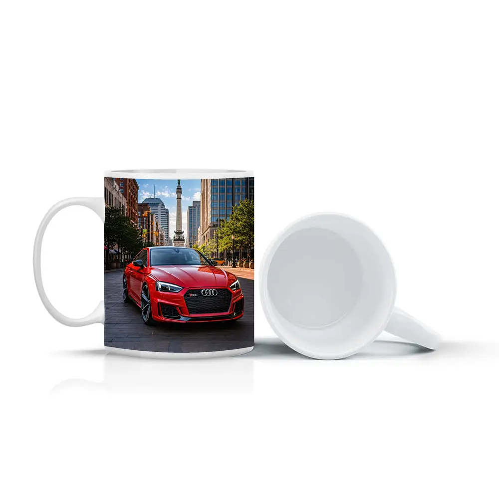 Red Audi RS5 Downtown City Street – Mugs