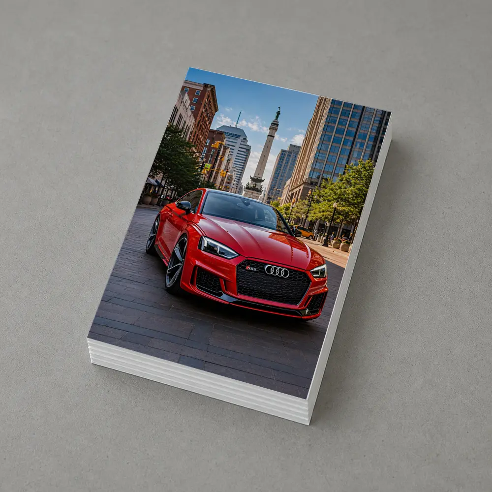 Red Audi RS5 Downtown City Street – Postcards