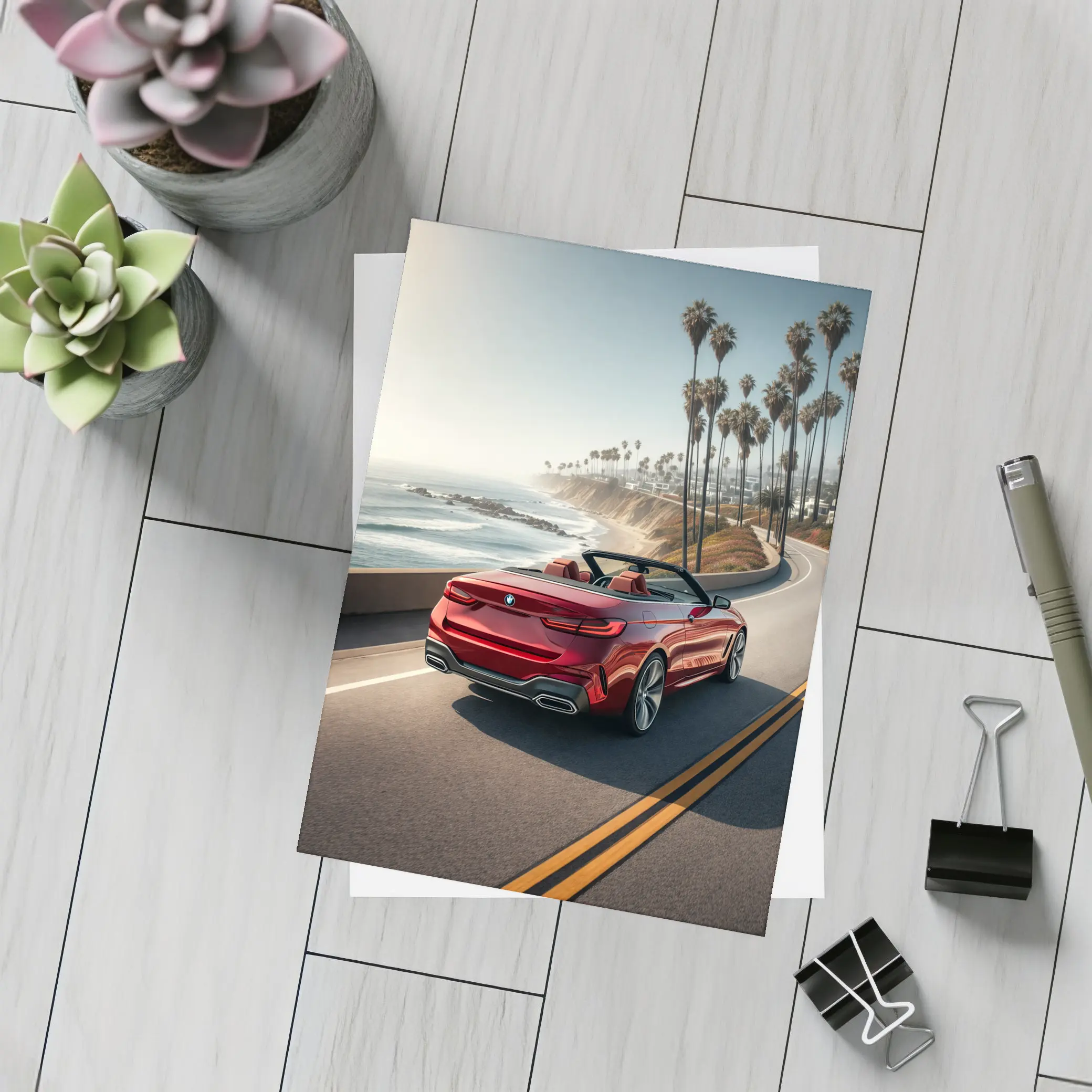 Red BMW M4 Convertible Coastal Highway Drive – Postcards