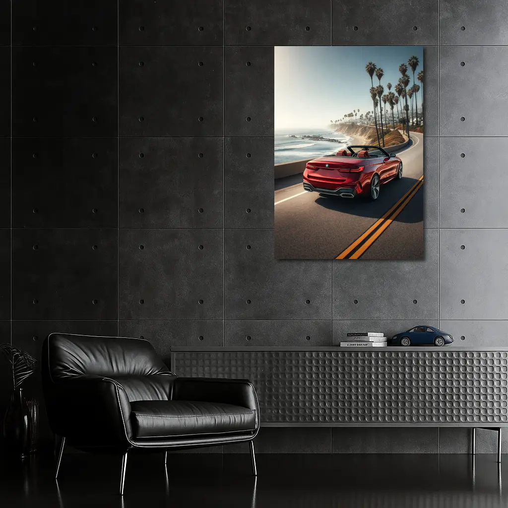 Red BMW M4 Convertible Coastal Highway Drive – Wall Art