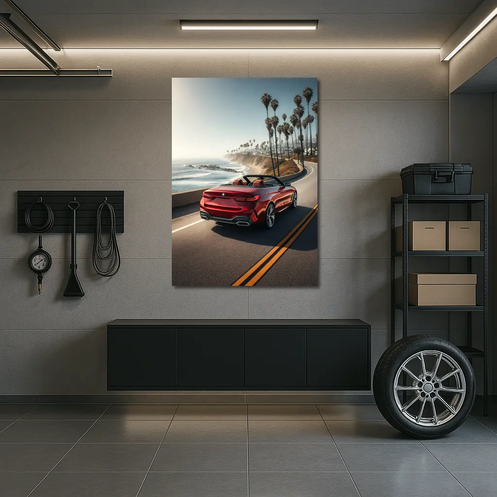 Red BMW M4 Convertible Coastal Highway Drive – Wall Art