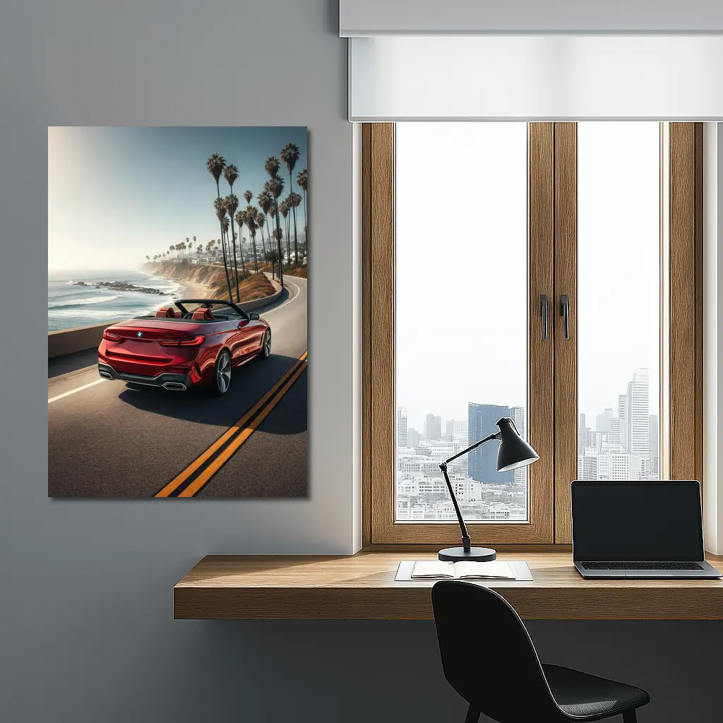 Red BMW M4 Convertible Coastal Highway Drive – Wall Art