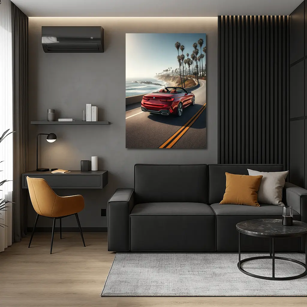 Red BMW M4 Convertible Coastal Highway Drive – Wall Art
