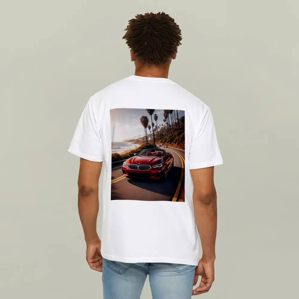 Red BMW 8 Series Convertible Coastal Drive – T-Shirts