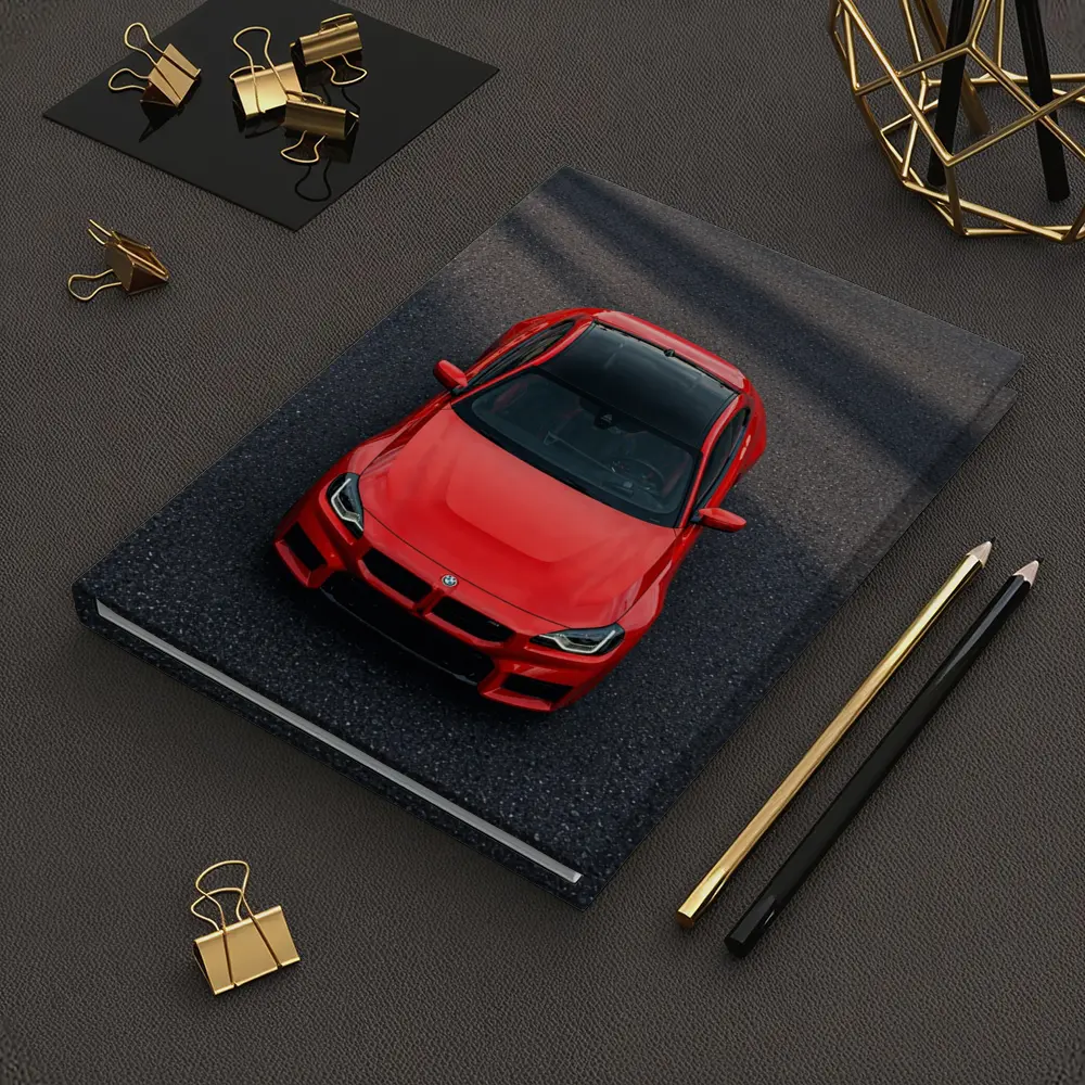 Red BMW M2 Shot From Above Asphalt – Notebooks