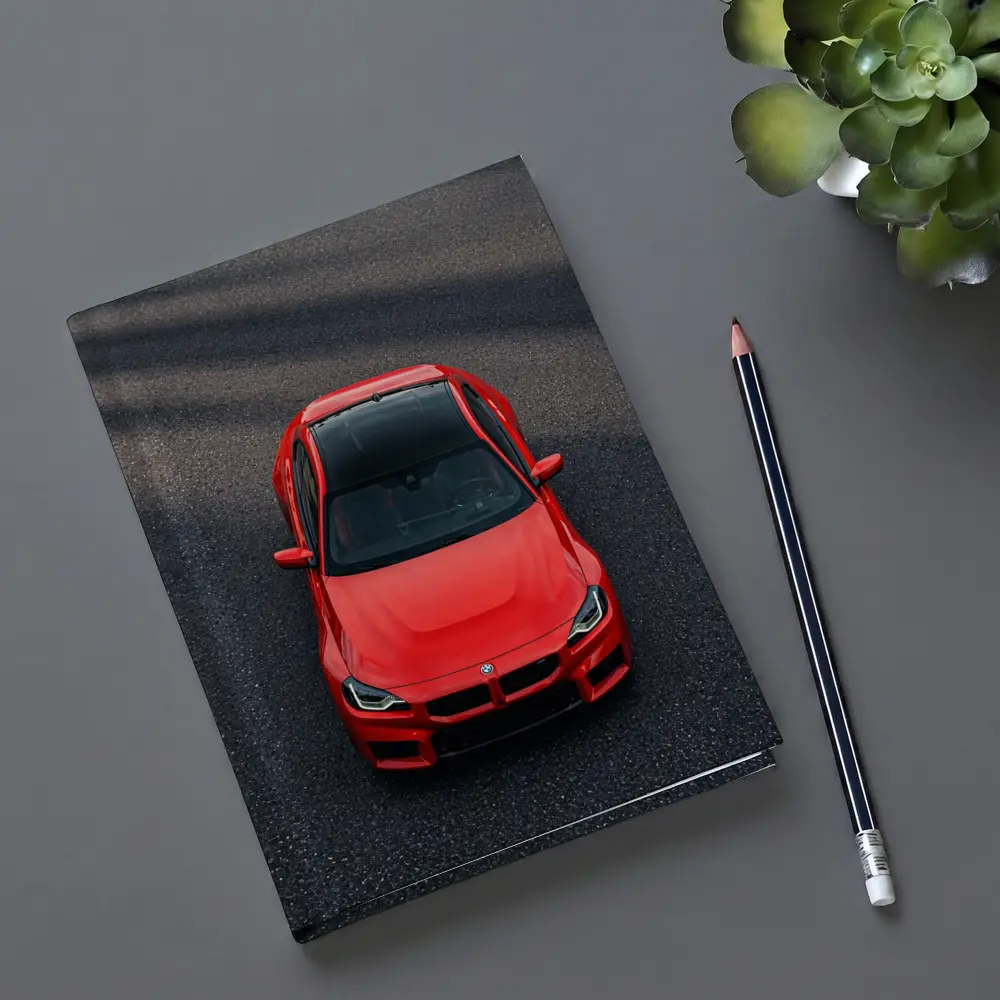Red BMW M2 Shot From Above Asphalt – Notebooks