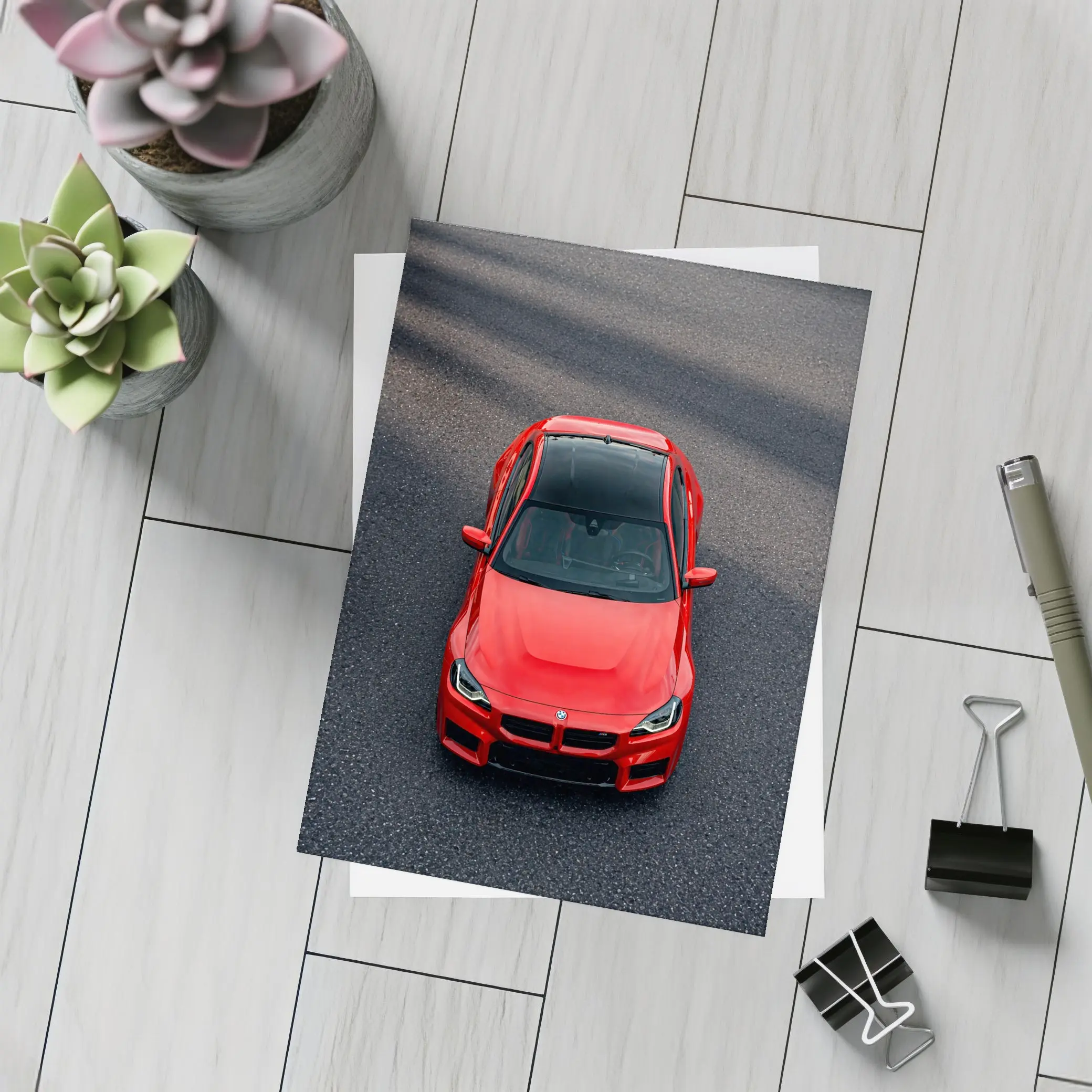 Red BMW M2 Shot From Above Asphalt – Postcards