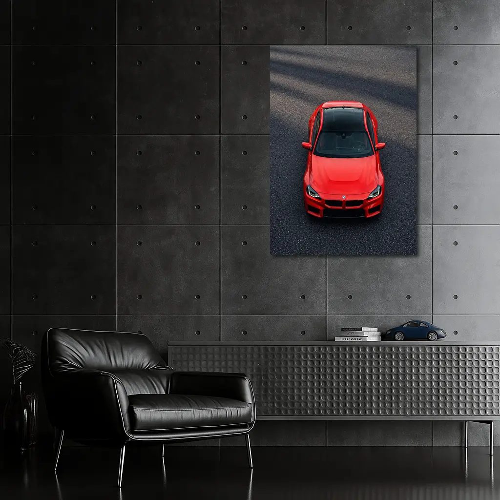 Red BMW M2 Shot From Above Asphalt – Wall Art