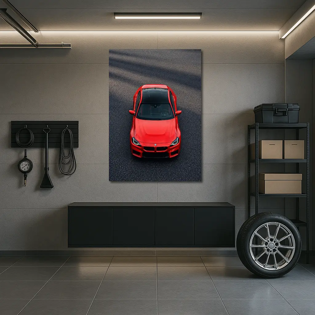 Red BMW M2 Shot From Above Asphalt – Wall Art