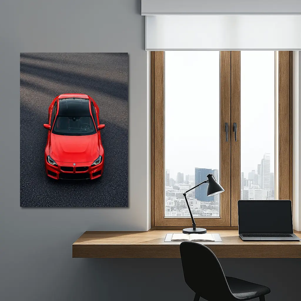 Red BMW M2 Shot From Above Asphalt – Wall Art
