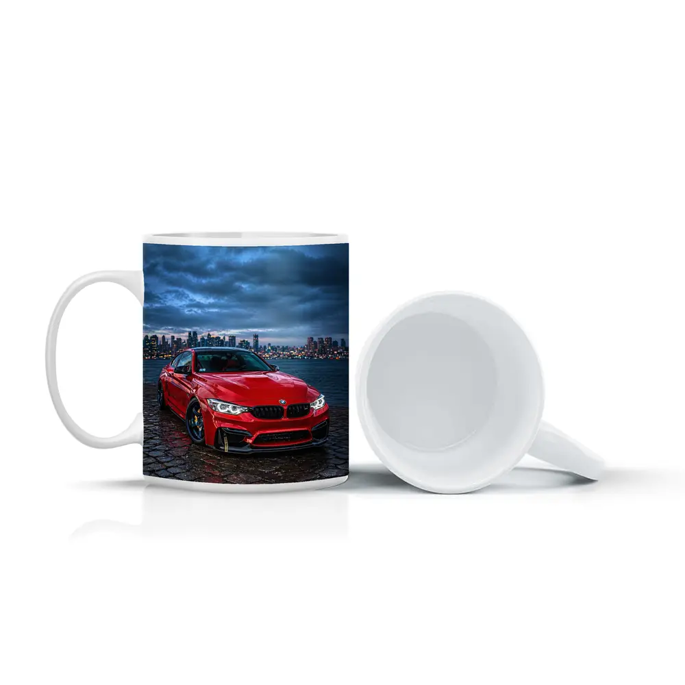 Red BMW M4 City Skyline Dusk – Mugs