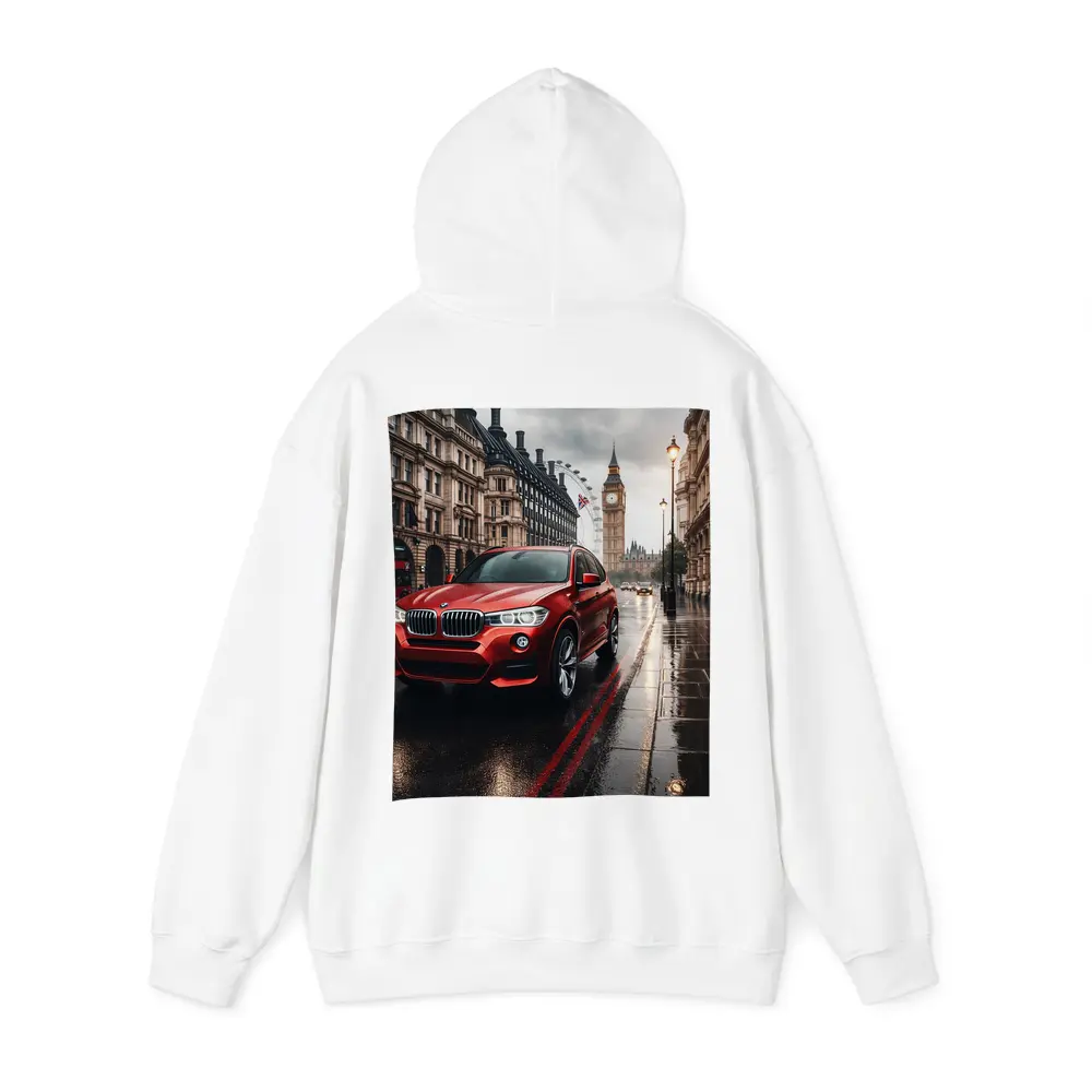 Red BMW X3 Rainy London Streets – Hoodies