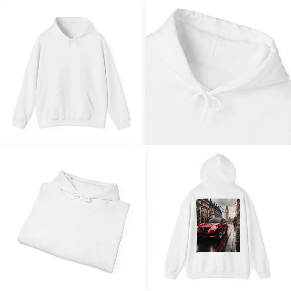 Red BMW X3 Rainy London Streets – Hoodies
