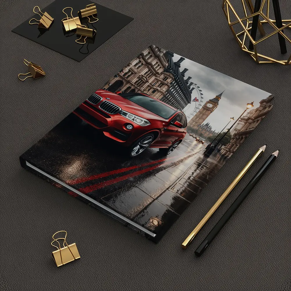 Red BMW X3 Rainy London Streets – Notebooks