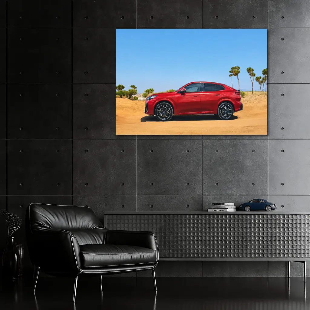 Red BMW X4 Desert Sandy Landscape – Wall Art