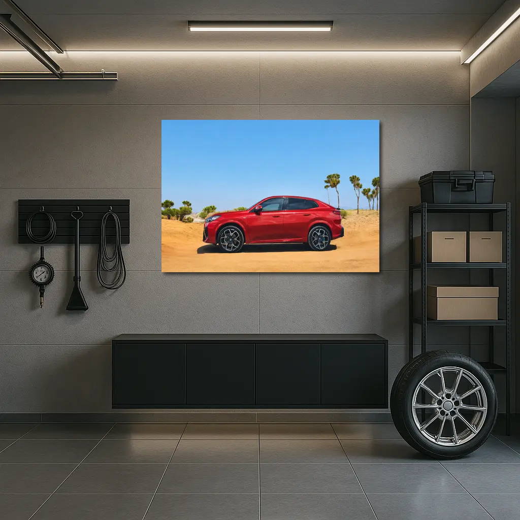 Red BMW X4 Desert Sandy Landscape – Wall Art