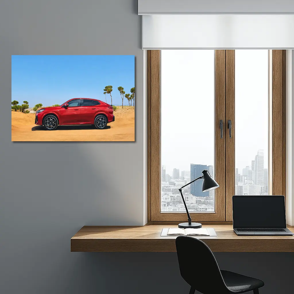 Red BMW X4 Desert Sandy Landscape – Wall Art