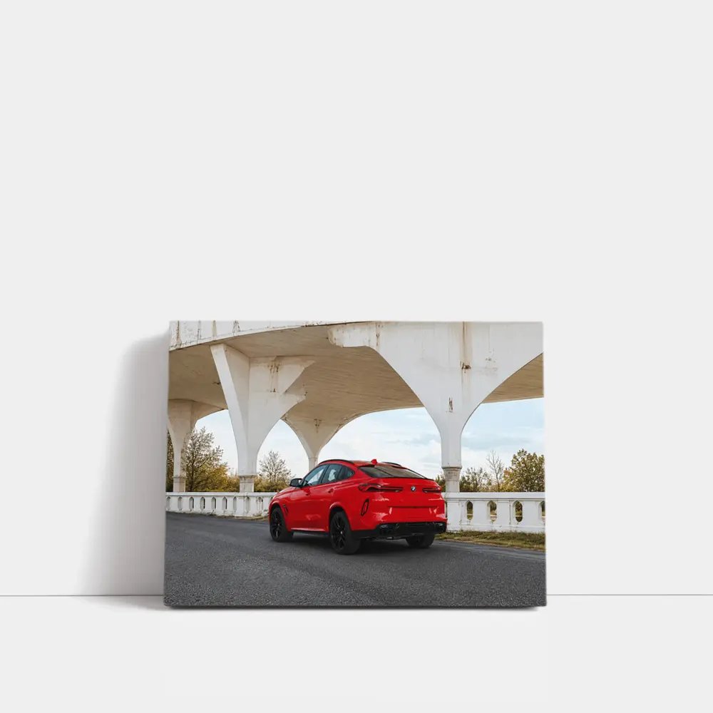 Red BMW X6M Under Concrete Bridge – Wall Art